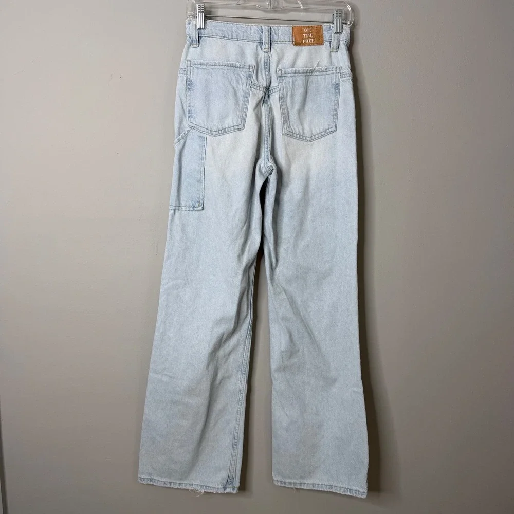 We The Free High Rise Wide Leg Jeans Womens 26 Blue Light Wash‎ Distressed Baggy